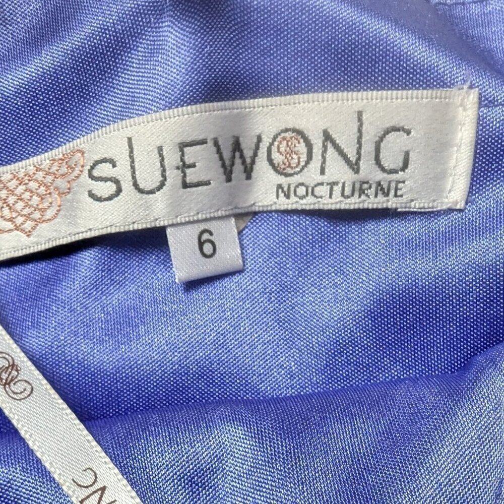 Sue Wong Nocturne Periwinkle Sequins Embellished Ruche Mini Dress Sz 6 - Picture 10 of 13